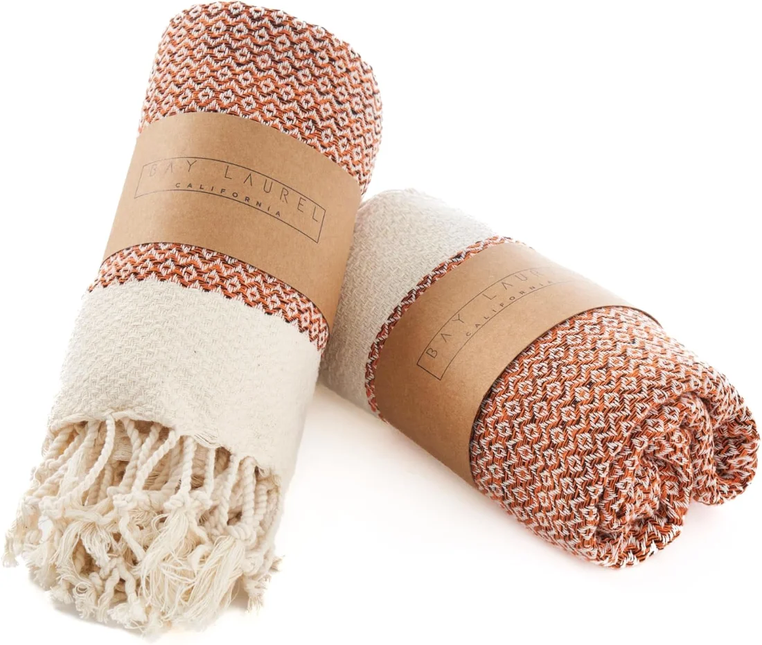 Turkish Hand Towel in Orange, Diamond 15 × 26 in pack shot