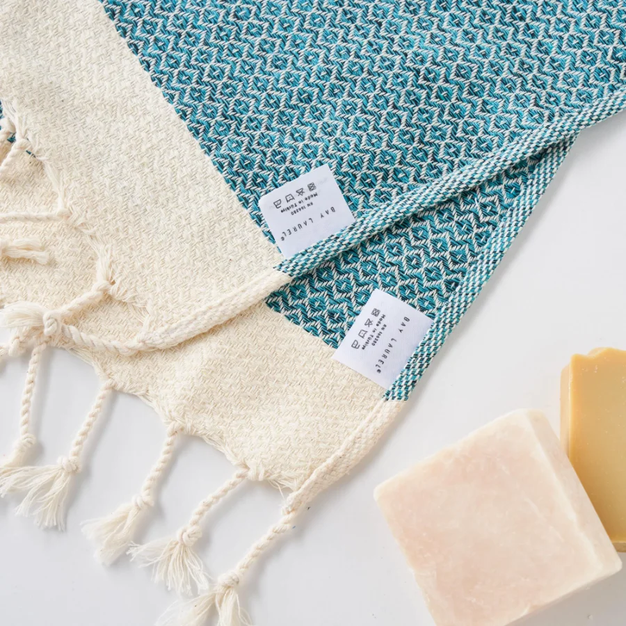 Turkish Hand Towel in Petrol, Diamond 15 × 26 in, view 2