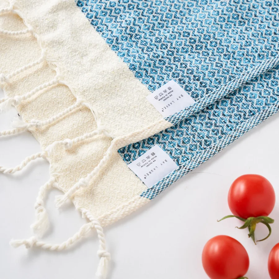 Turkish Hand Towel in Turquoise, Diamond 15 × 26 in, view 2