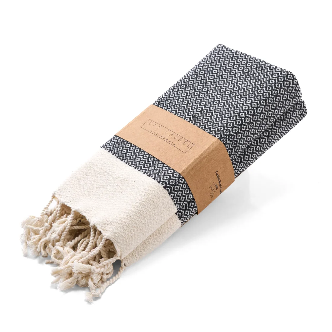 Turkish Hand Towel in Dark Gray, Diamond 16 × 40 in pack shot
