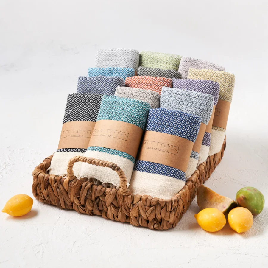 Turkish Hand Towel in Dark Gray, Diamond 15 × 26 in, view 5