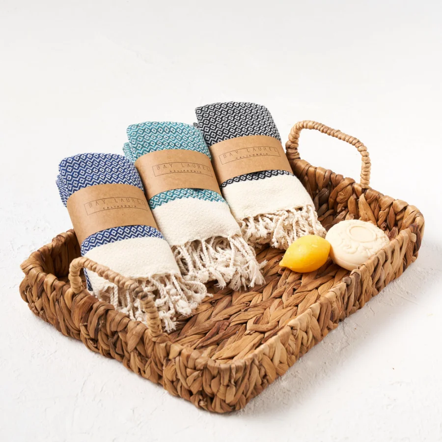 Turkish Hand Towel in Petrol, Diamond 15 × 26 in, view 4