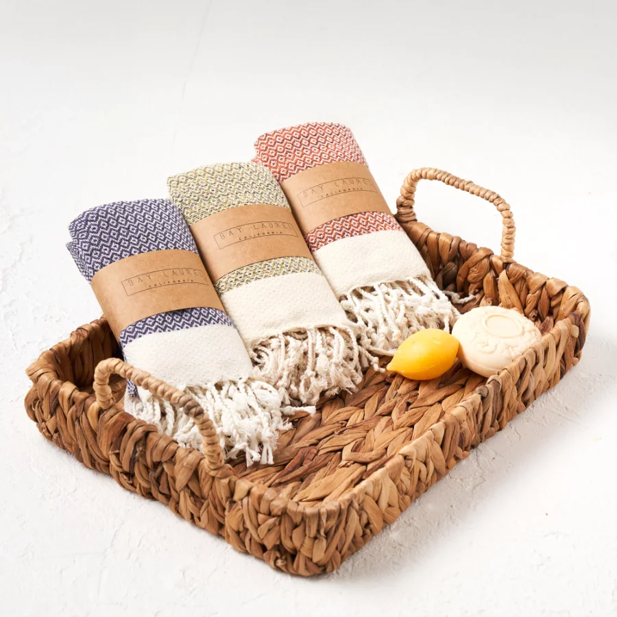 Turkish Hand Towel in Yellow, Diamond 15 × 26 in, view 3