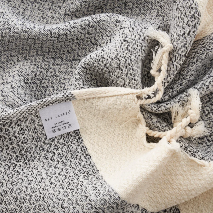Turkish Hand Towel in Gray, Diamond 16 × 40 in, view 2