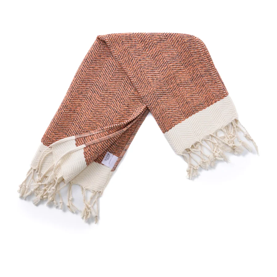 Turkish Hand Towel in Orange, Herringbone 15 × 26 in, view 3