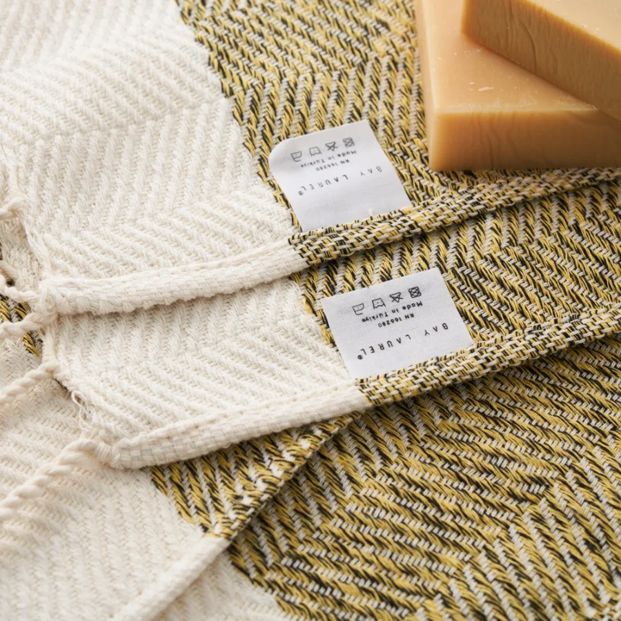 Turkish Hand Towel in Yellow, Herringbone 15 × 26 in, view 2