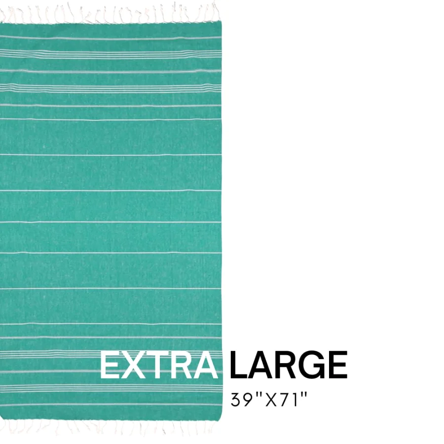 Turkish Beach Towel in Green with White Print Bag, view 3