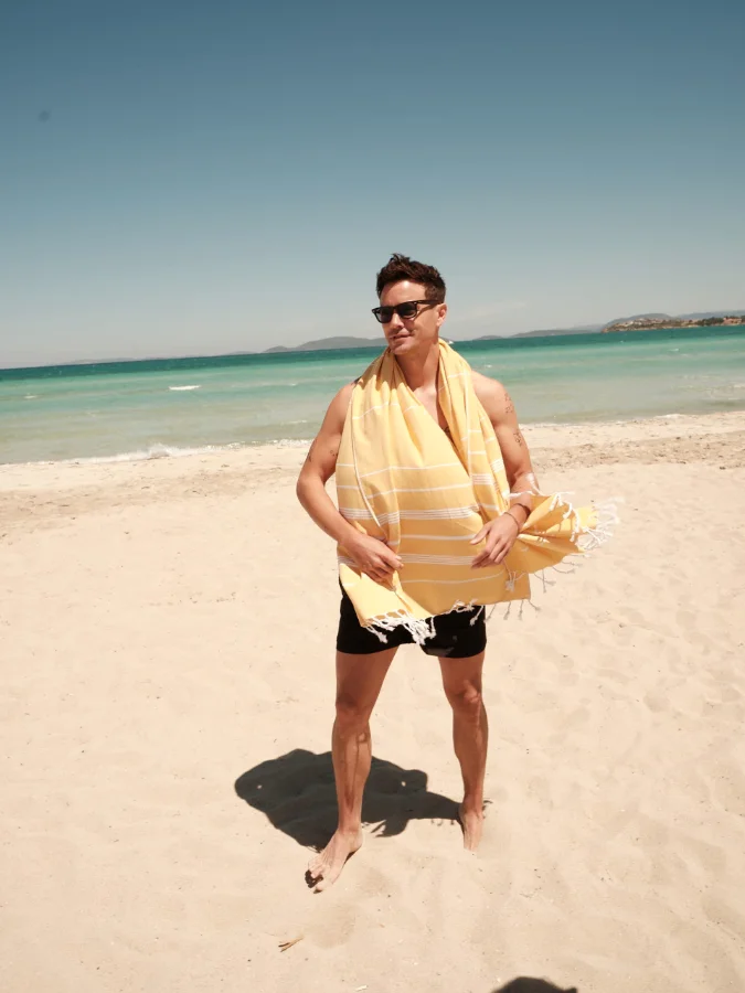 Turkish Beach Towel in Lemon Yellow, view 4