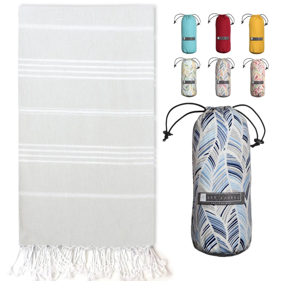 Turkish Beach Towel in Pale Gray pack shot