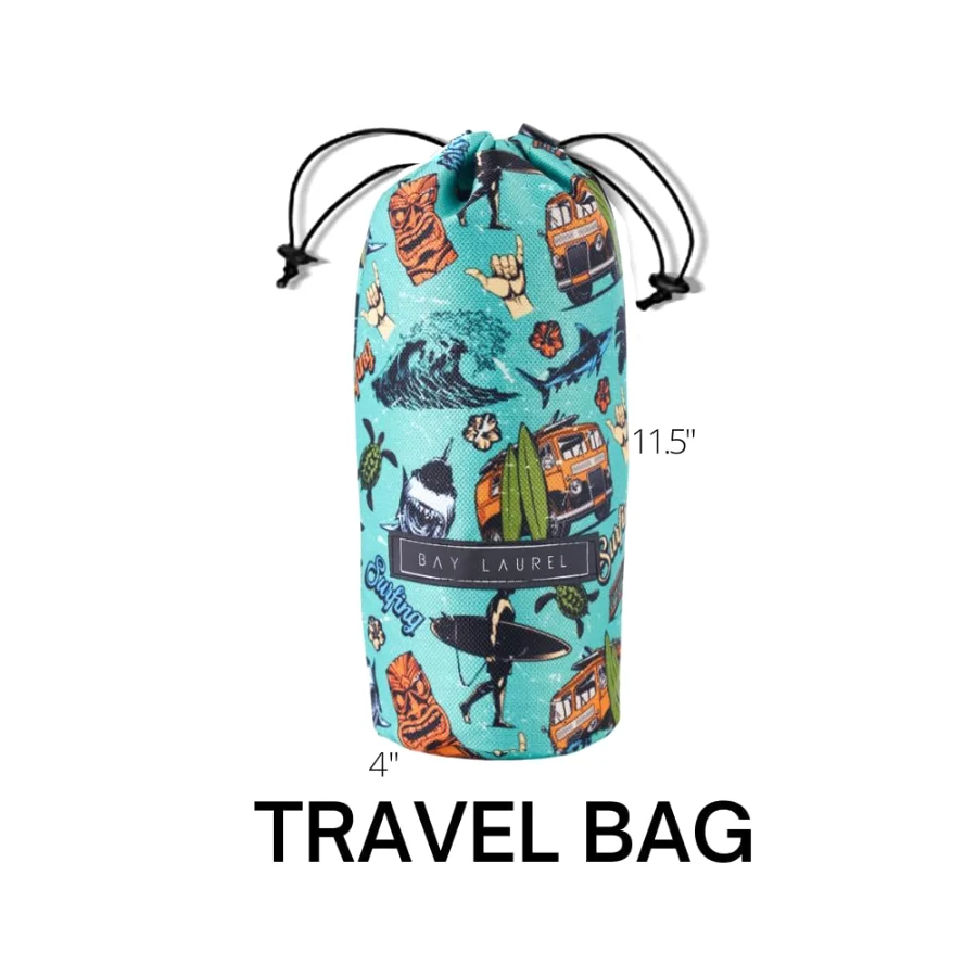 Turkish Beach Towel in Yellow with Green Print Bag, view 2
