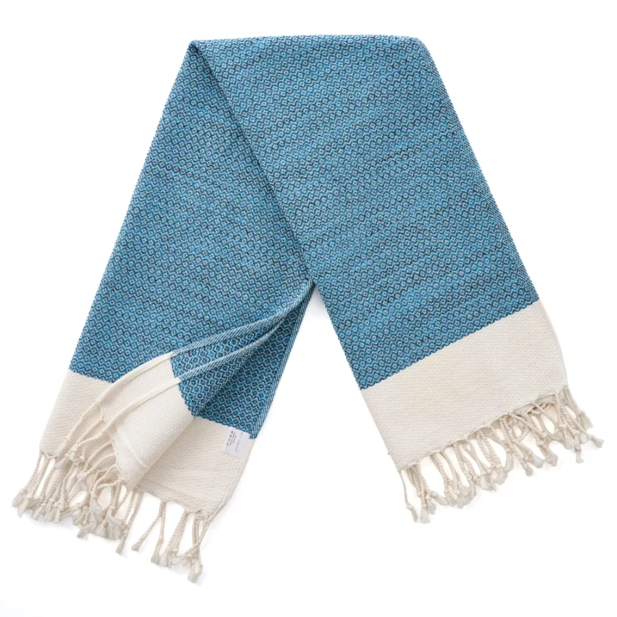 Turkish Hand Towel in Turquoise, Diamond 15 × 26 in, view 3