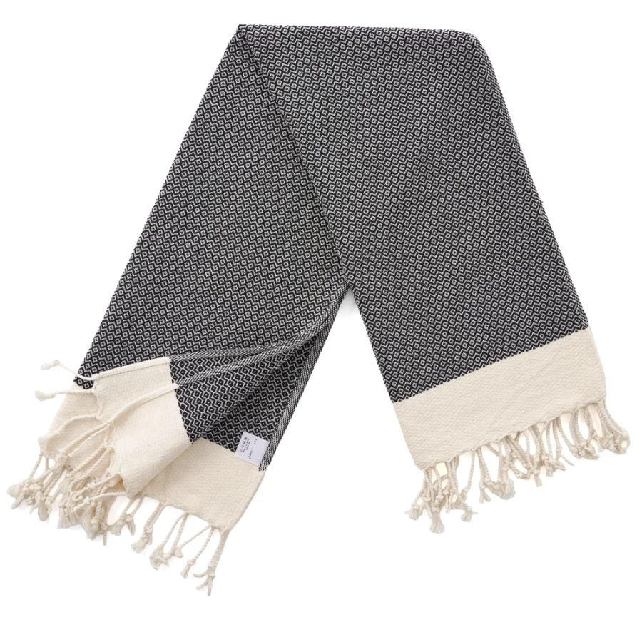 Turkish Hand Towel in Black, Diamond 16 × 40 in, view 4