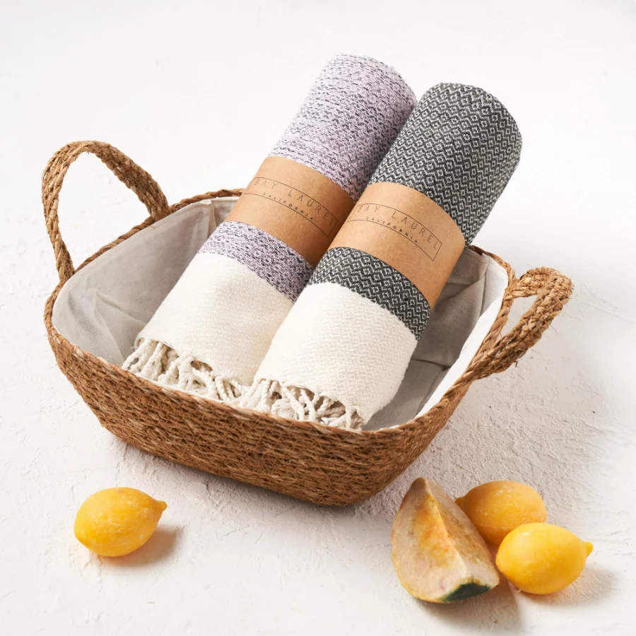 Turkish Hand Towel in Blush Pink, Diamond 16 × 40 in, view 3