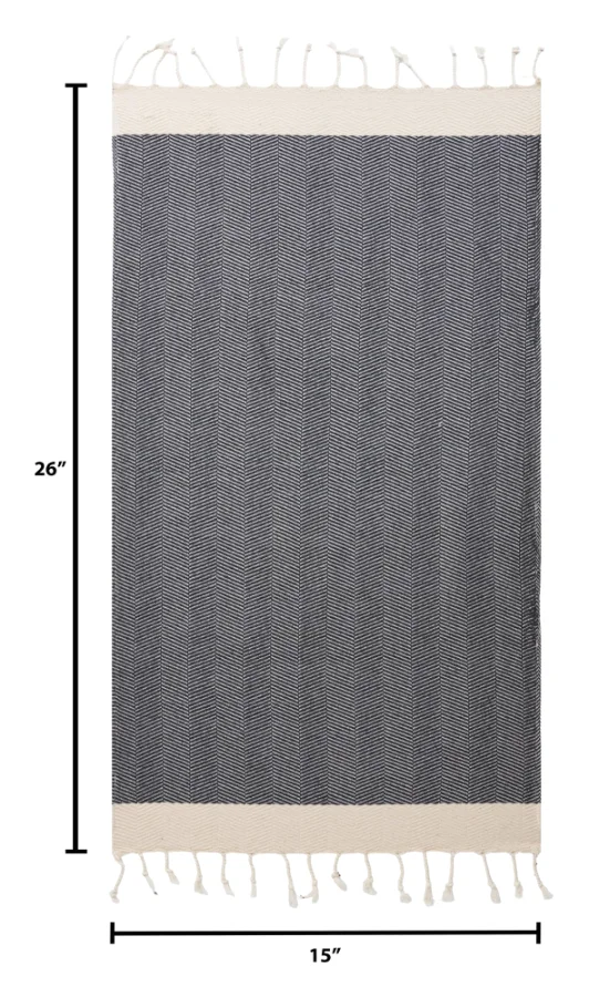 Turkish Hand Towel in Dark Gray, Herringbone 15 × 26 in, view 5