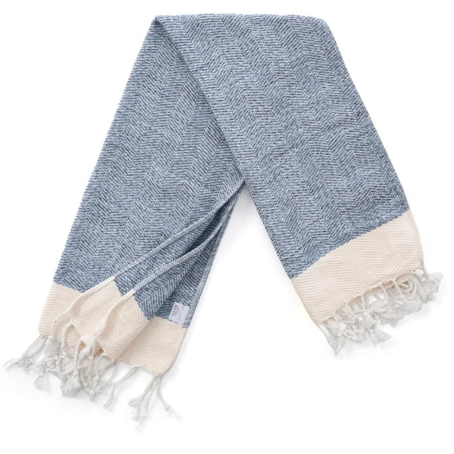 Turkish Hand Towel in Light Blue, Herringbone 15 × 26 in, view 4