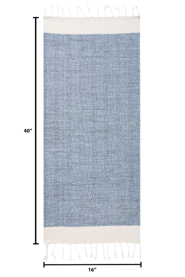 Turkish Hand Towel in Light Blue, Herringbone 16 × 40 in, view 5