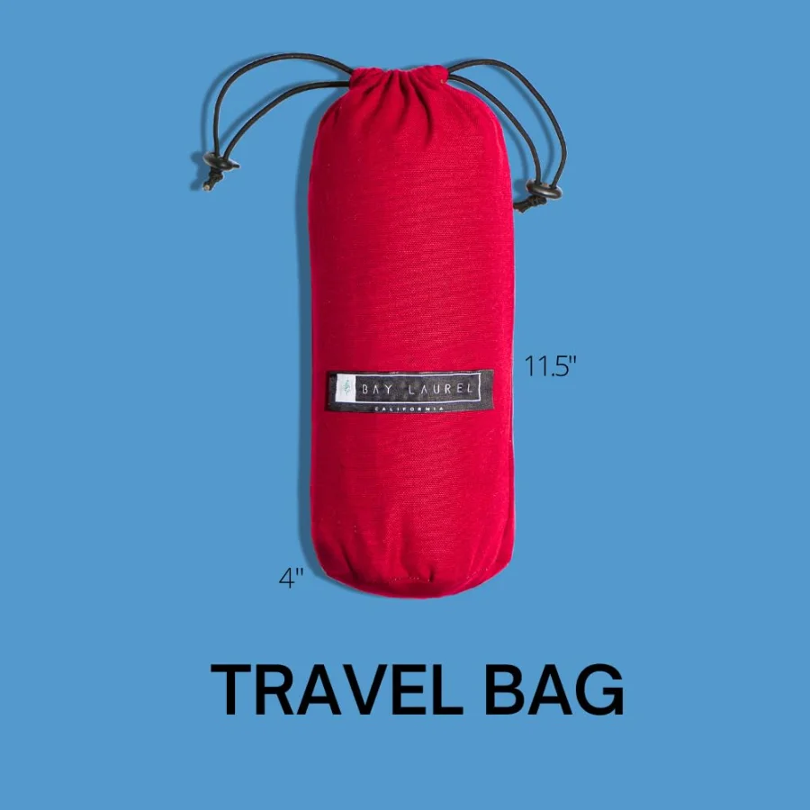 Turkish Beach Towel in Blue with Red Bag, view 2