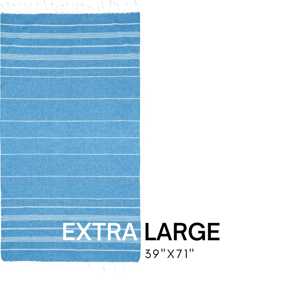 Turkish Beach Towel in Blue with Red Bag, view 3