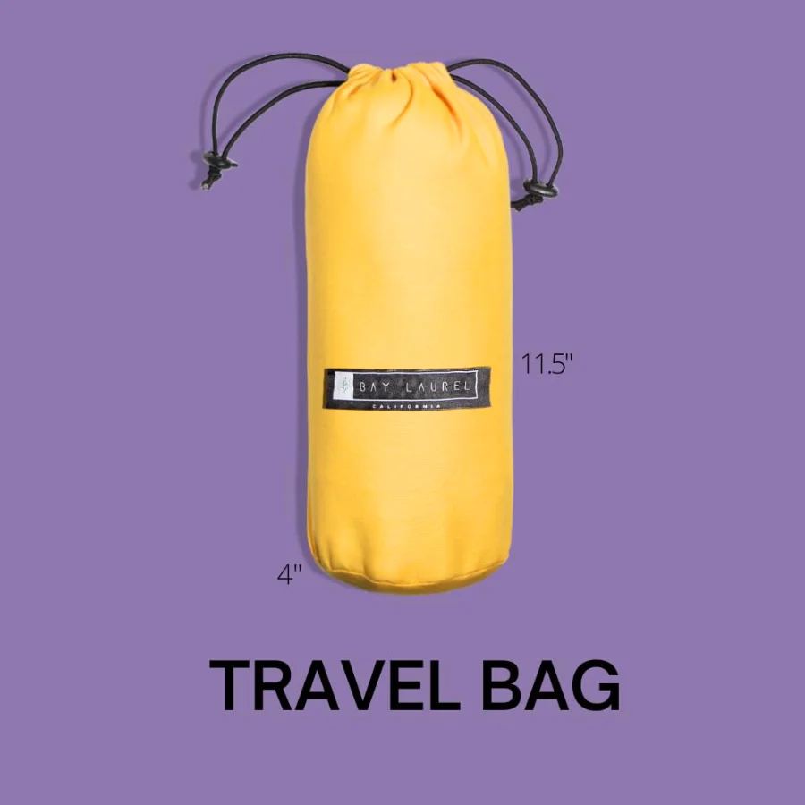 Turkish Beach Towel in Purple with Yellow Bag, view 2