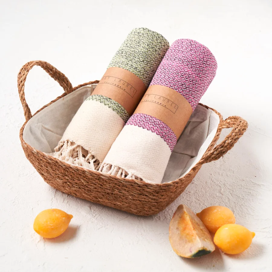 Turkish Hand Towel in Pistachio, Diamond 16 × 40 in, view 3