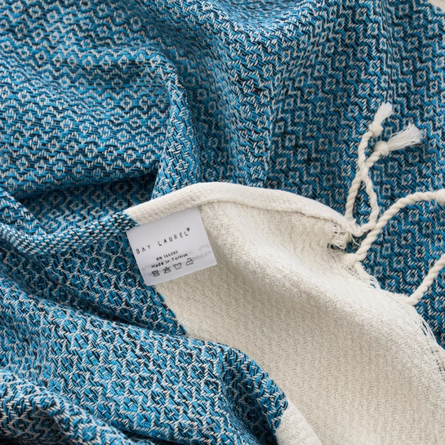Turkish Hand Towel in Turquoise, Diamond 16 × 40 in, view 2