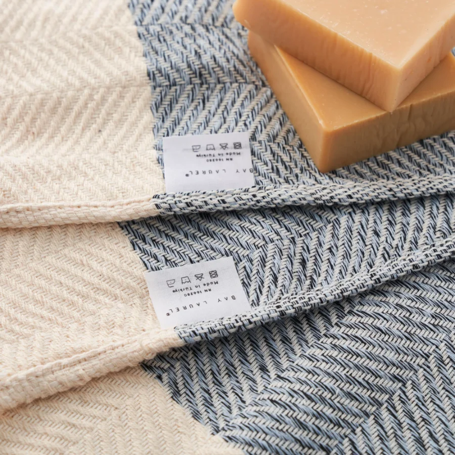 Turkish Hand Towel in Light Blue, Herringbone 15 × 26 in, view 2
