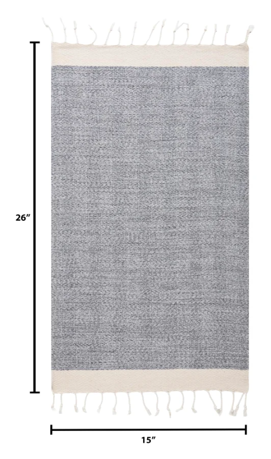 Turkish Hand Towel in Light Blue, Herringbone 15 × 26 in, view 5