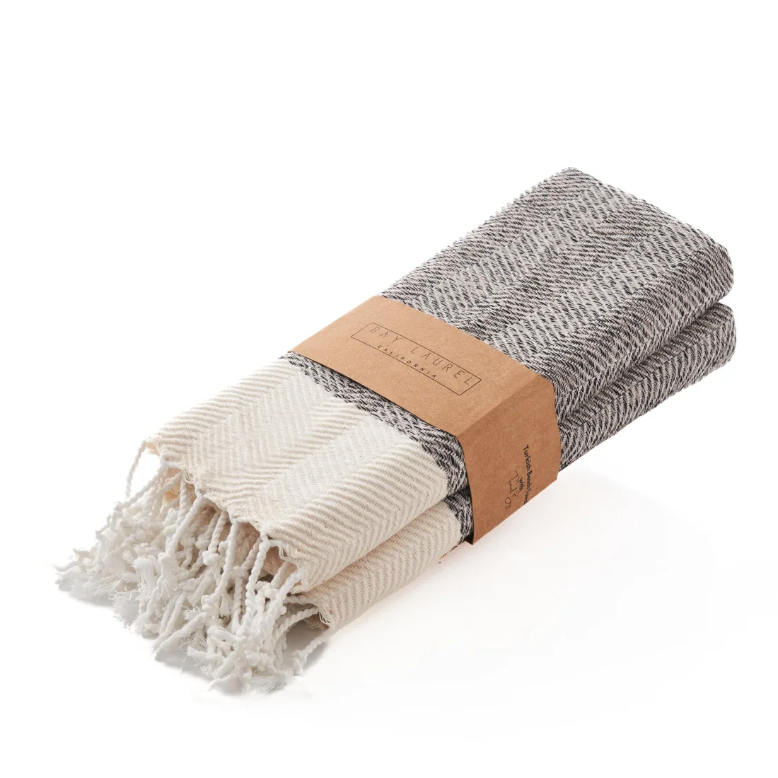 Turkish Hand Towel in Beige, Herringbone 16 × 40 in pack shot