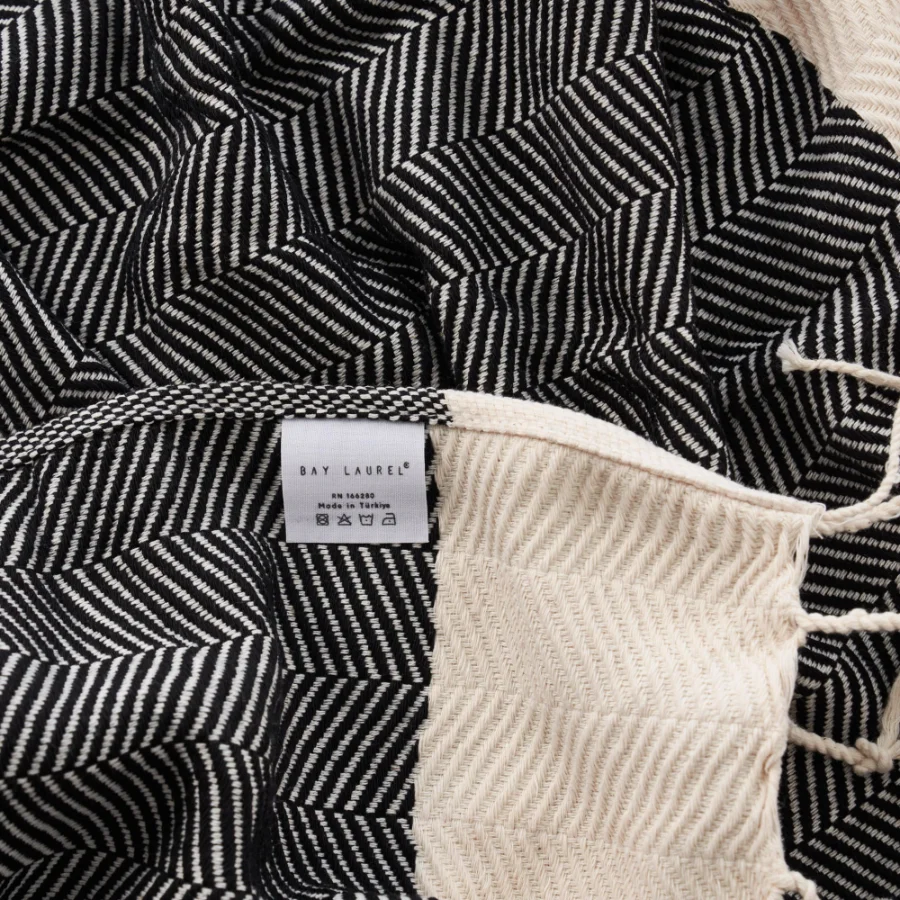 Turkish Hand Towel in Black, Herringbone 16 × 40 in, view 2