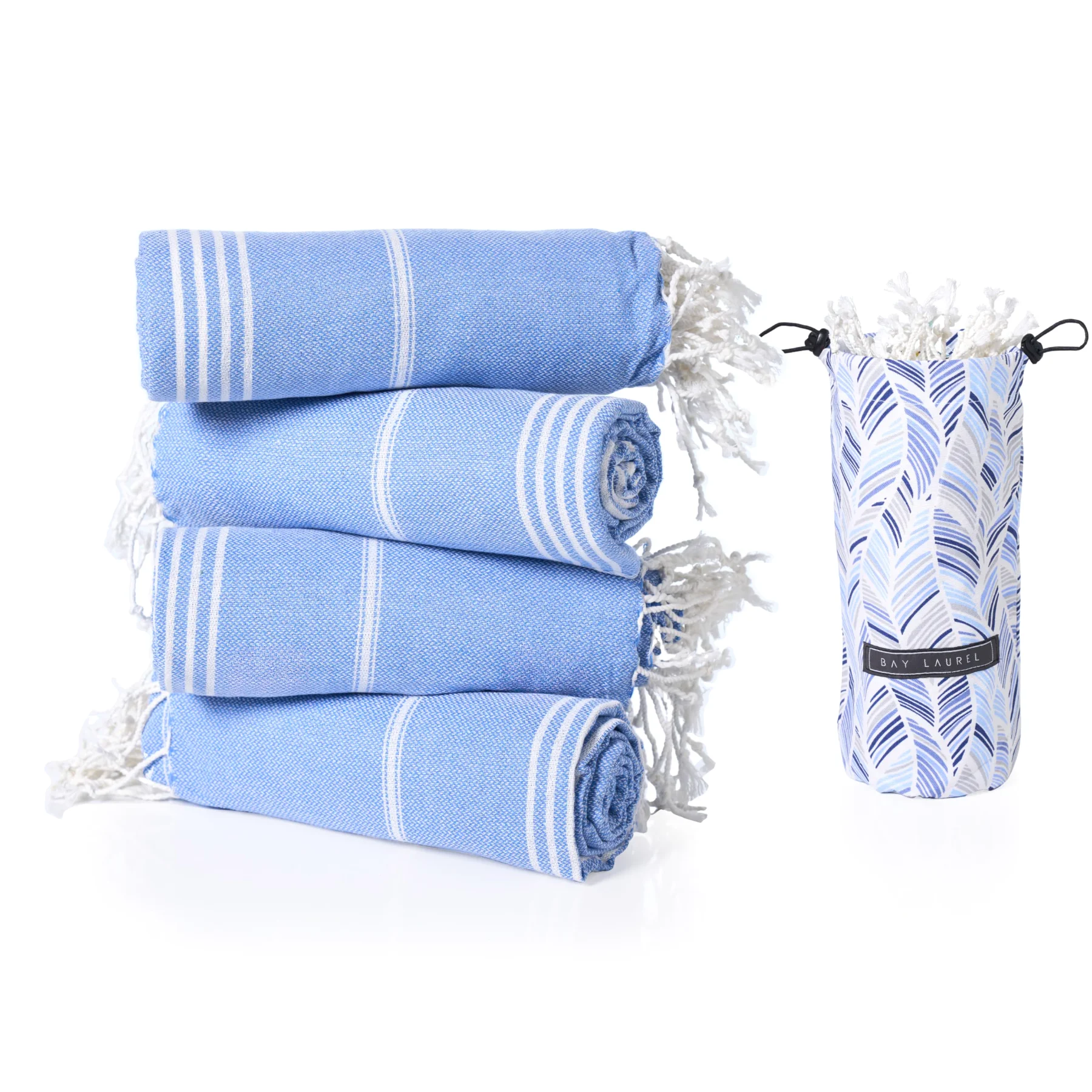 Four-Pack Beach Towel Set in Denim Blue, view 2