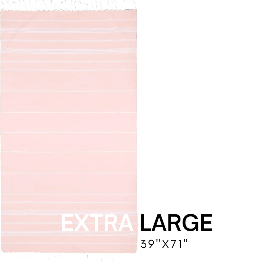 Turkish Beach Towel in Blush with Floral Bag, view 4