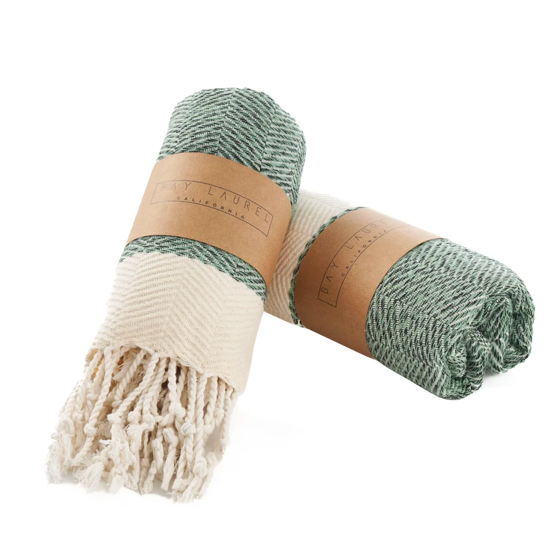 Turkish Hand Towel in Army Green, Herringbone 15 × 26 in pack shot