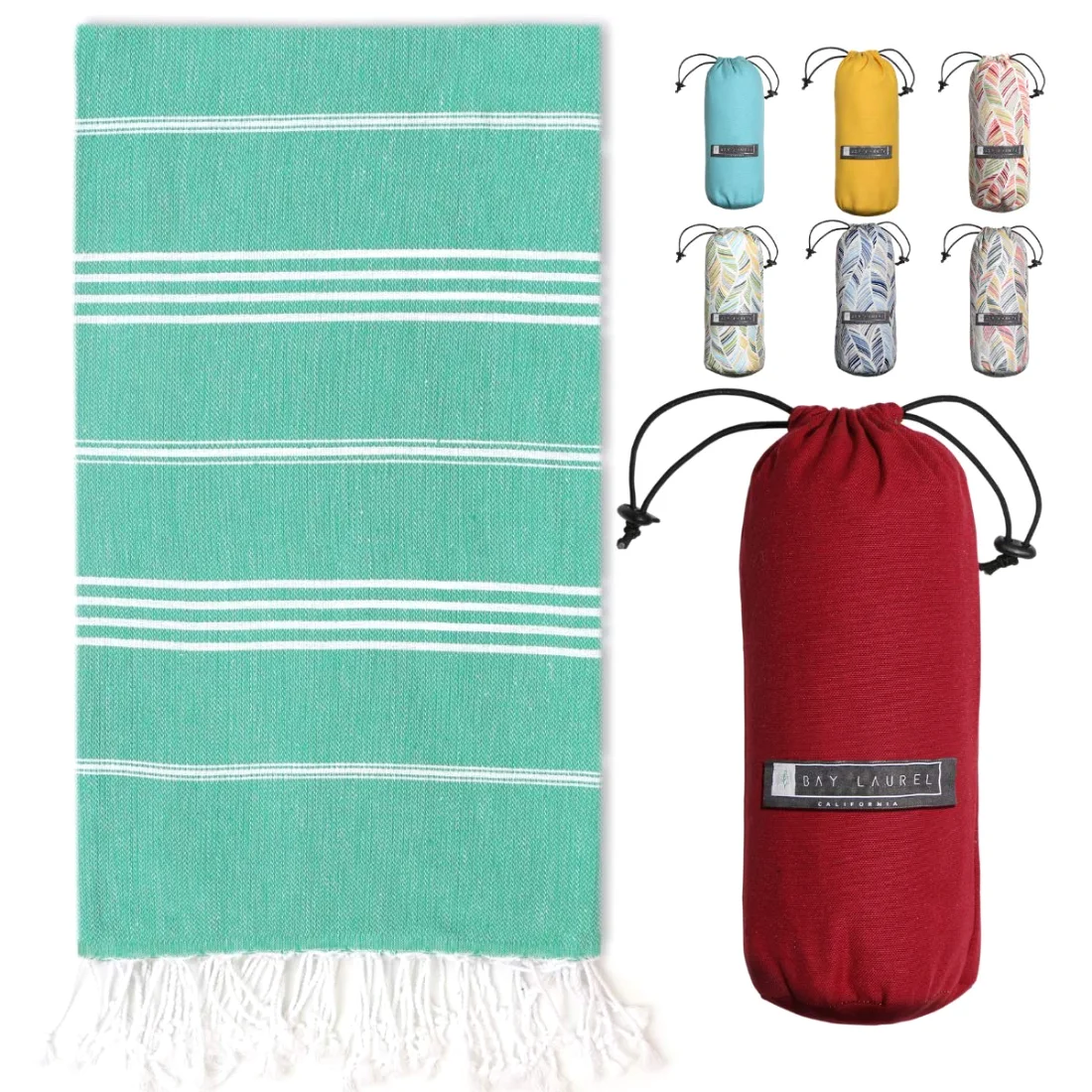 Turkish Beach Towel in Holiday Green pack shot