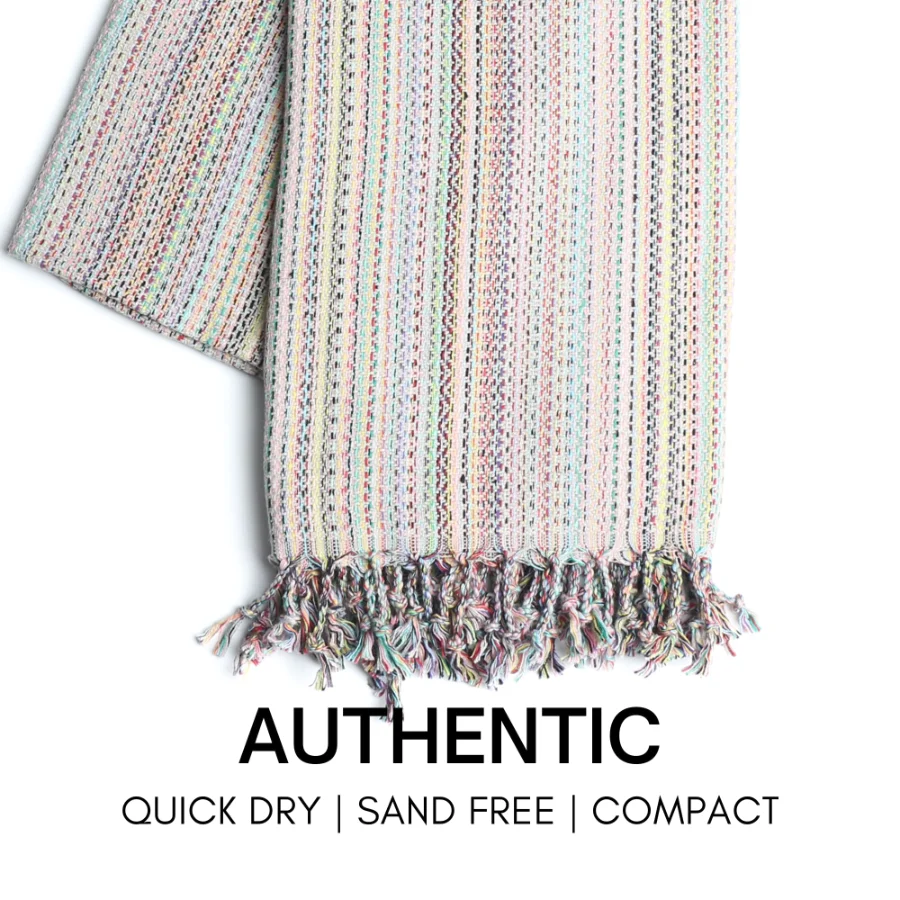 Turkish Beach Towel in Powder Multi-Color Weave, view 2