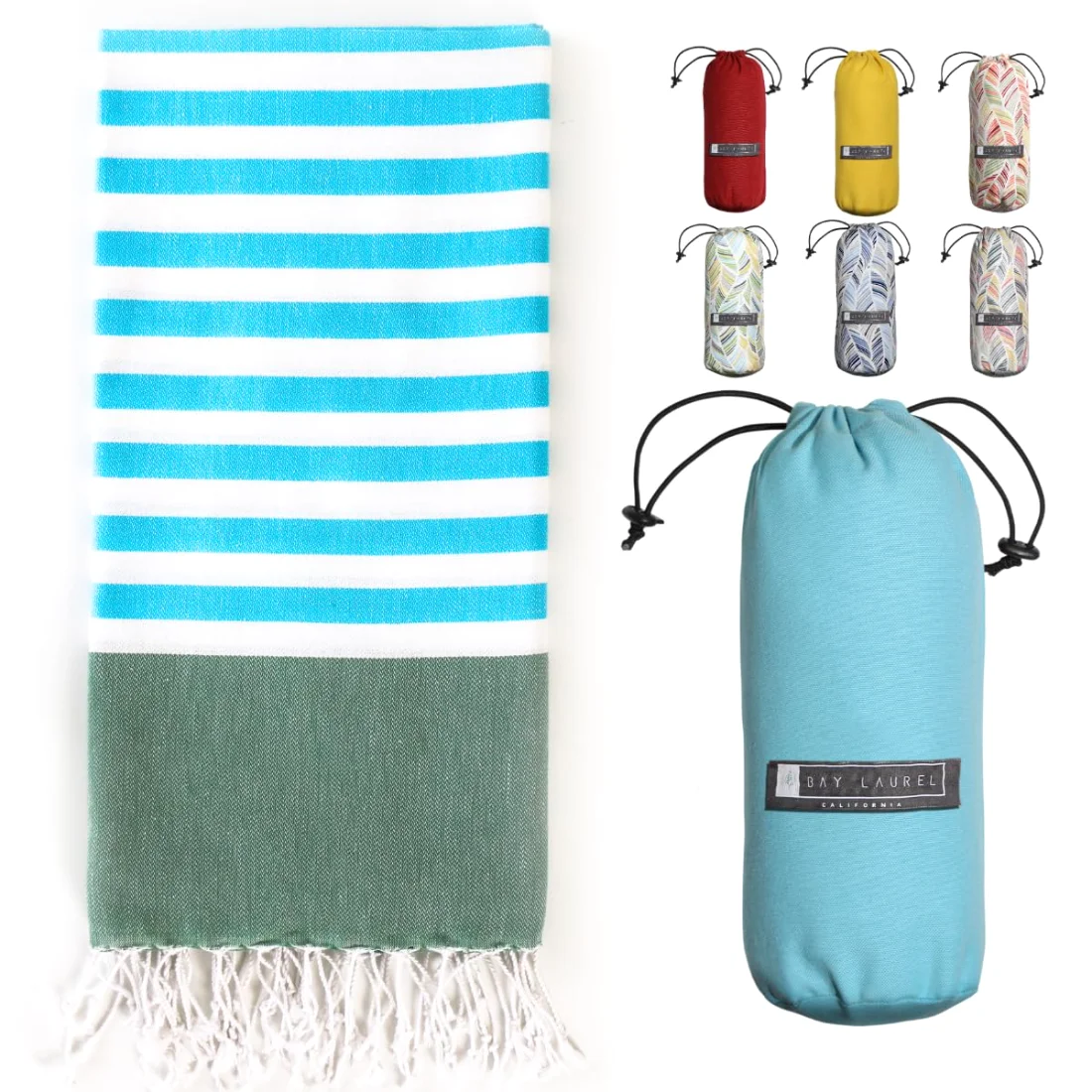 Turkish Beach Towel in Turquoise Turquoise pack shot