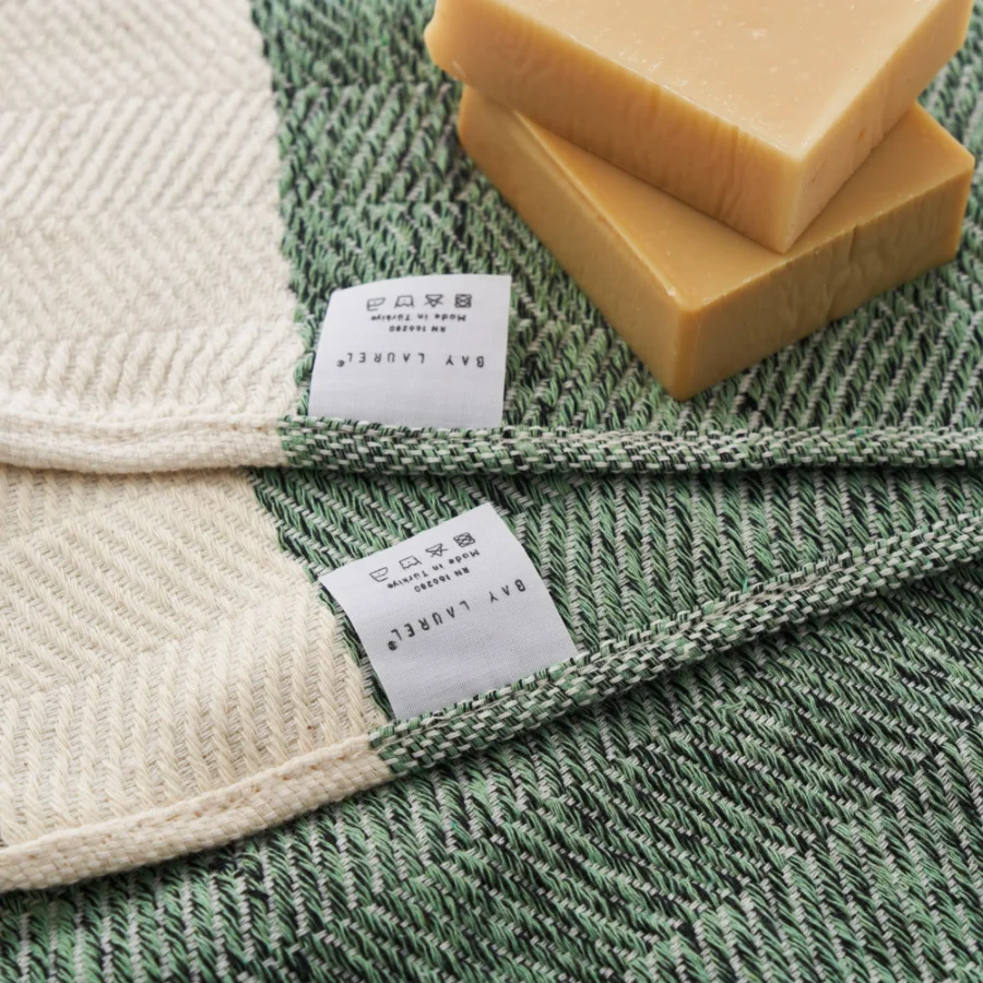 Turkish Hand Towel in Army Green, Herringbone 15 × 26 in, view 2
