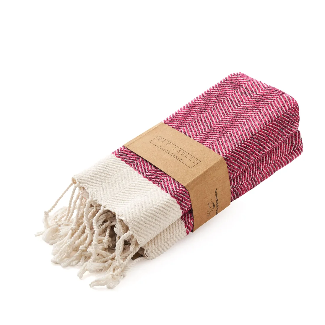 Turkish Hand Towel in Fuchsia, Herringbone 16 × 40 in pack shot