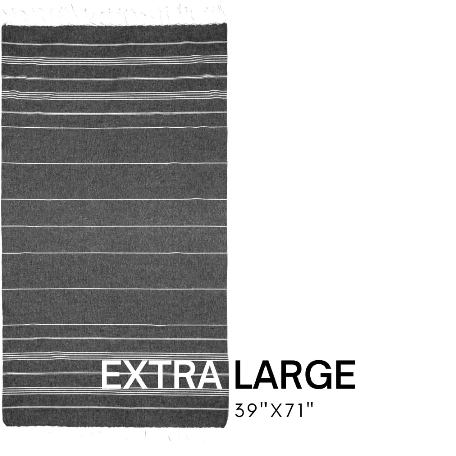 Turkish Beach Towel in Black with Blue Floral Bag, view 3