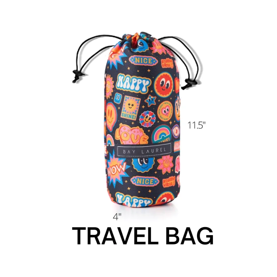 Turkish Beach Towel in Orange with Black Print Bag, view 2