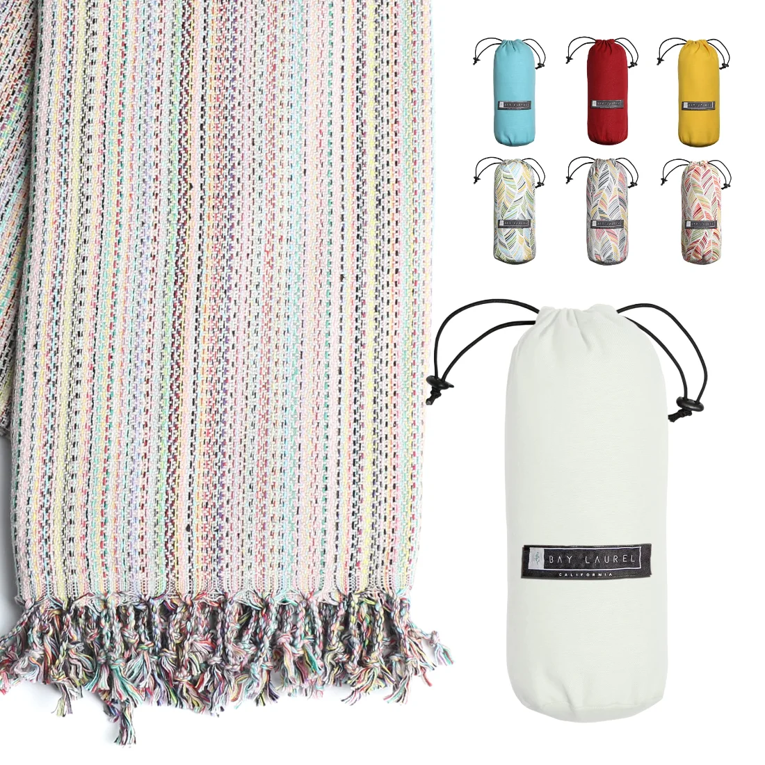 Turkish Beach Towel in Powder Multi-Color Weave pack shot