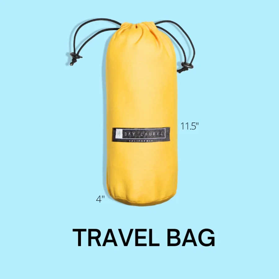 Turkish Beach Towel in Turquoise with Yellow Bag, view 2