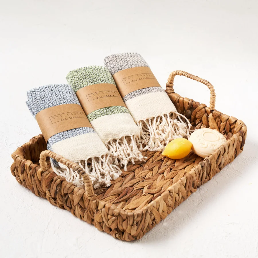 Turkish Hand Towel in Beige, Diamond 15 × 26 in, view 5