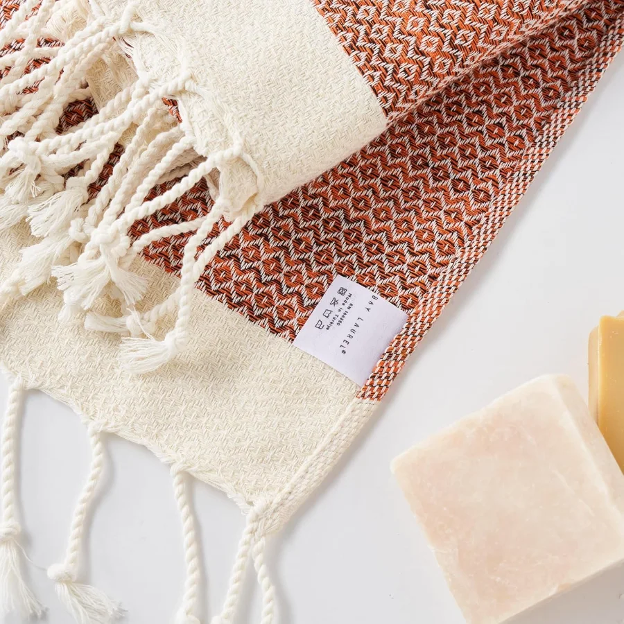 Turkish Hand Towel in Orange, Diamond 15 × 26 in, view 2
