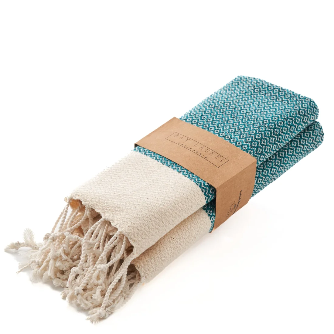 Turkish Hand Towel in Petrol, Diamond 16 × 40 in pack shot
