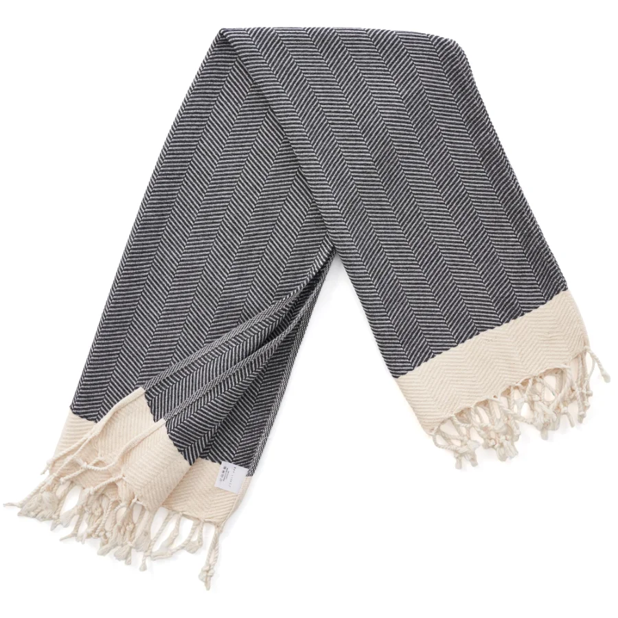 Turkish Hand Towel in Dark Gray, Herringbone 15 × 26 in, view 4
