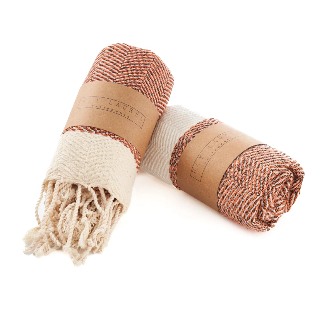 Turkish Hand Towel in Orange, Herringbone 15 × 26 in pack shot