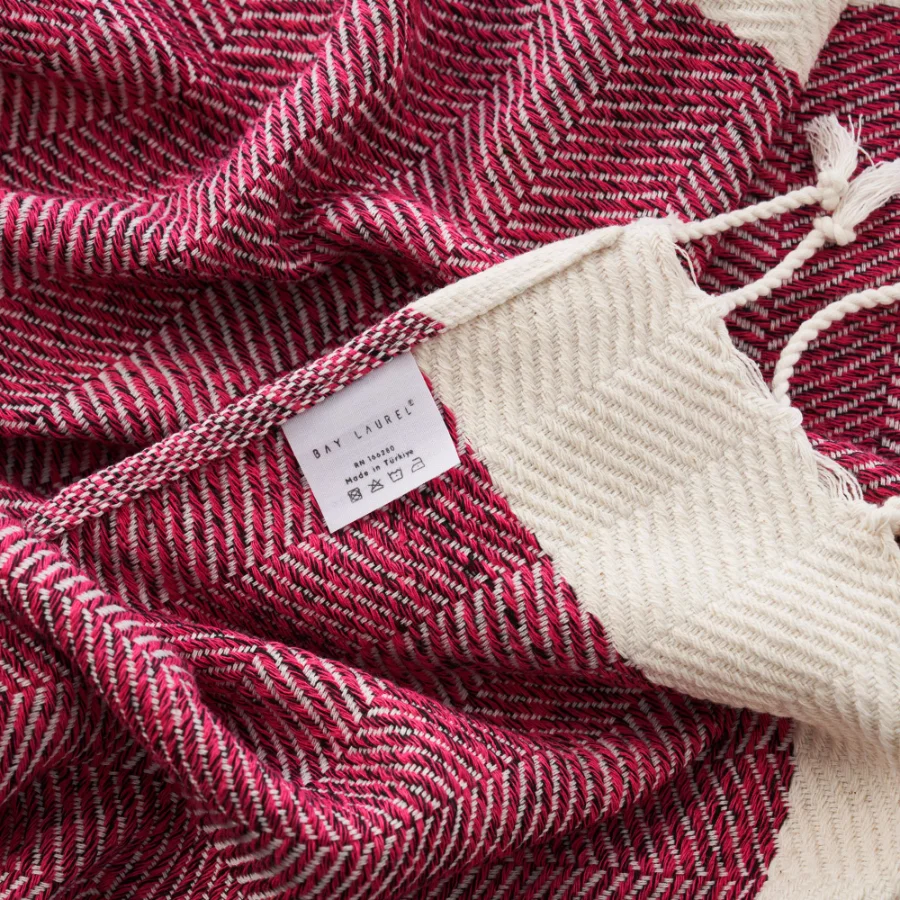 Turkish Hand Towel in Fuchsia, Herringbone 16 × 40 in, view 2