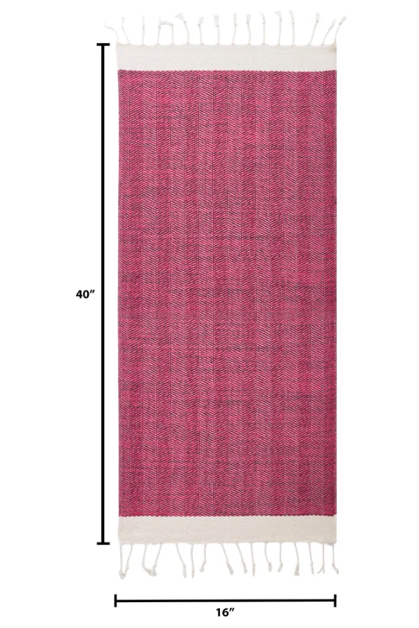 Turkish Hand Towel in Fuchsia, Herringbone 16 × 40 in, view 5