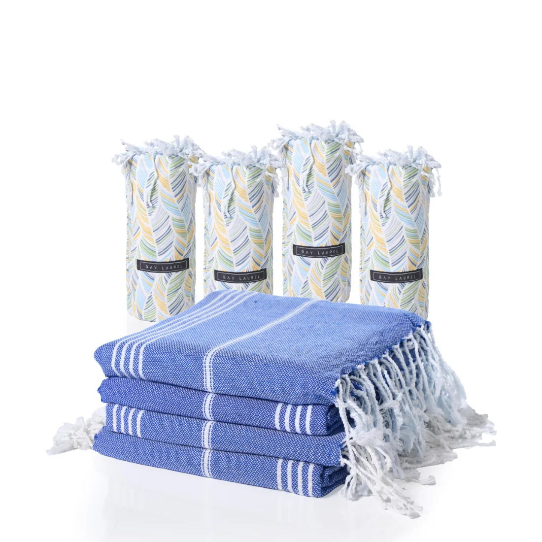 Four-Pack Beach Towel Set in Dark Blue pack shot