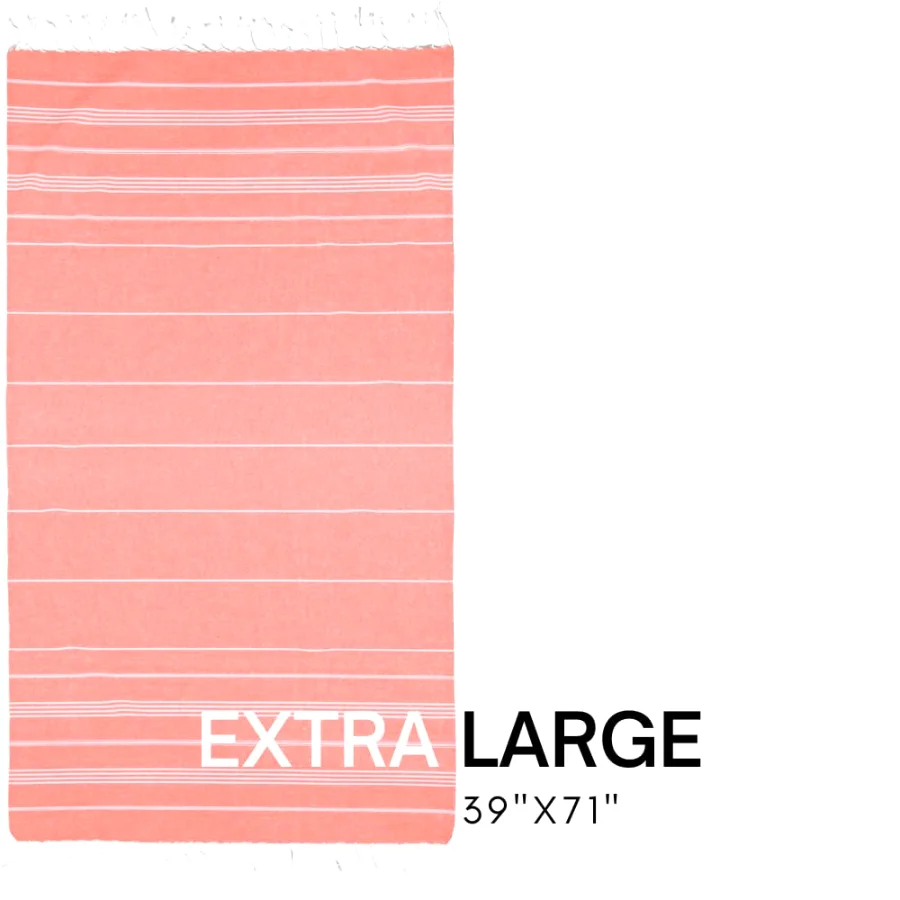Turkish Beach Towel in Orange with Yellow Bag, view 3